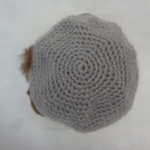MINT GRAY KNITTED HAT CAP W/FOX FUR WOMEN WOMAN SIZE 22"