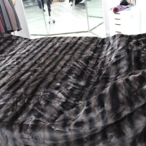NEW REX RABBIT SHEARED BEAVER DOUBLE SIDED FUR BLANKET THROW BED COVER 100"X100"