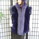 BRAND NEW PURPLE SHEARED BEAVER & FOX FUR VEST FOR WOMEN