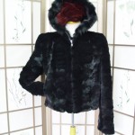 SALE NEW BLACK SH. RACCOON FUR & HOOD JACKET WOMEN SZ. 12
