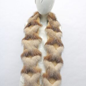 BRAND NEW BEIGE SHEARED BEAVER & FOX FUR SCARF WRAP WOMEN WOMAN 4"X56"