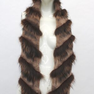 BRAND NEW COCOA BROWN SHEARED BEAVER & FOX FUR SCARF WRAP WOMEN WOMAN 4"X55"