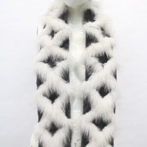 BRAND NEW GRAY/BLUE SHEARED BEAVER & FOX FUR SCARF WRAP WOMEN WOMAN 4"X56"