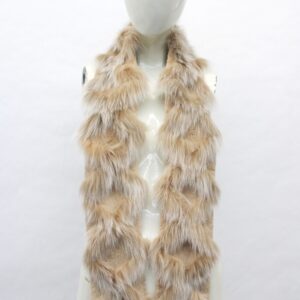 BRAND NEW BEIGE SHEARED BEAVER & FOX FUR SCARF WRAP WOMEN WOMAN 4"X56"