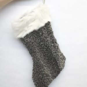 REFURBISHED NEW GRAY PERSIAN LAMB & WHITE RABBIT FUR CHRISTMAS STOCKING SOCK