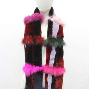 BRAND NEW MULTI COLOR SHEARED BEAVER & FOX FUR SCARF WRAP WOMEN WOMAN 4.5"X60"