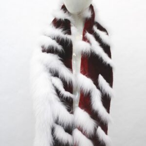 BRAND NEW RED SHEARED BEAVER & WHITE FOX FUR SCARF WRAP WOMEN WOMAN 5"X60"