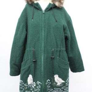 SCRAP ITEM: GREEN CLOTH & FOX FUR COAT JACKET ARTS & CRAFTS