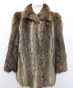 EXCELLENT RACCOON FUR JACKET COAT WOMEN WOMAN SIZE 4 SMALL