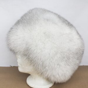 BRAND NEW NORWEGIAN BLUE FOX FUR PILLBOX STYLE HAT WOMEN WOMAN SIZE ALL
