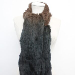 MINT BROWN/BLUE RABBIT FUR KNITTED SCARF WRAP WOMEN WOMAN 60"X6"