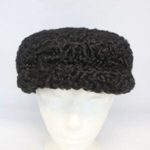 REFURBISHED NEW BLACK CURLY LAMB FUR CAP HAT W/ VISOR STYLE MEN WOMEN SIZE ALL