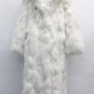 BRAND NEW WHITE FOX FUR FULL LENGTH COAT WOMEN WOMAN SIZE ALL W/HOOD