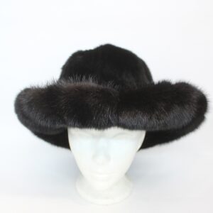 NEW REFURBISHED BLACK MINK FUR HAT SOMBRERO STYLE LARGE BRIM MEN MAN SIZE ALL
