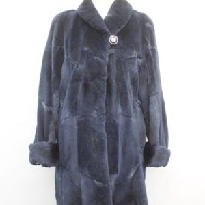 EXCELLENT BLUE SHEARED MUSKRAT FUR COAT JACKET WOMEN WOMAN SIZE 4-6 SMALL