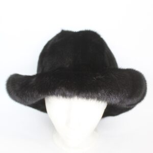 NEW REFURBISHED BLACK CANADIAN MINK FUR HAT MAN MAN SZ ALL W/ ALL AROUND BRIM