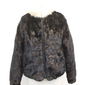 REFURBISHED NEW BLACK MINK & FOX FUR JACKET COAT WOMEN WOMAN SIZE 4 SMALL