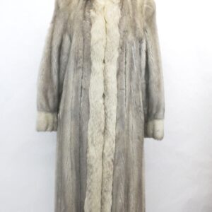 MINT CANADIAN SAPPHIRE MINK & FOX FUR COAT WOMEN WOMAN SIZE 4 SMALL NEW LINING!