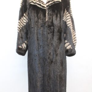 EXCELLENT CANADIAN BLACK & PASTEL MINK FUR COAT JACKET WOMEN WOMAN SIZE 4 SMALL