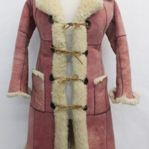 MINT PINK SUEDE & SHEEPSKIN LAMB FUR COAT JACKET WOMEN WOMAN TEEN SIZE 0