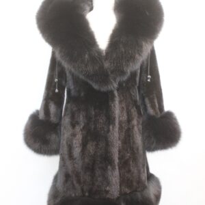 NEW REFURBISHED BROWN MINK COAT JACKET W/ BRAND NEW FOX TRIMS WOMEN WOMAN ALL