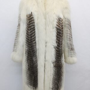 EXCELLENT RACCOON RACOON & WHITE FOX COAT JACKET WOMEN WOMAN SIZE 6 SMALL