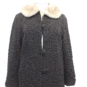 SCRAP ITEM: BLACK ASTRAKHAN LAMB FUR COAT JACKET WOMEN WOMAN SIZE N/A
