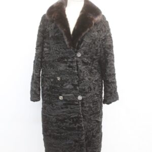 SCRAP ITEM: BLACK ASTRAKHAN LAMB & MINK FUR COAT JACKET WOMEN WOMAN SIZE N/A