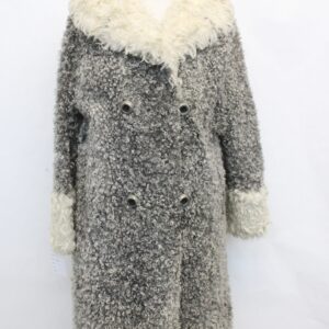 SCRAP ITEM: GRAY & IVORY COLOR LAMB FUR COAT JACKET WOMEN WOMAN SIZE N/A