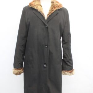 SCRAP ITEM: BLACK CLOTH COAT JACKET W/ RABBIT FUR LINING SIZE N/A