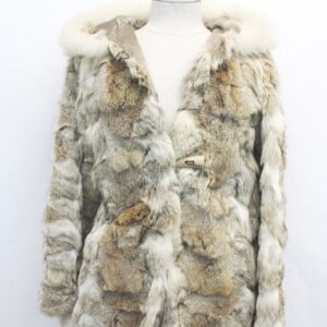 SCRAP ITEM: NATURAL COYOTE & FOX FUR JACKET COAT SIZE N/A W/ HOOD