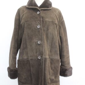 MINT FAUX FAKE FUR BROWN SUEDE COAT JACKET WOMEN WOMAN SIZE 6 SMALL