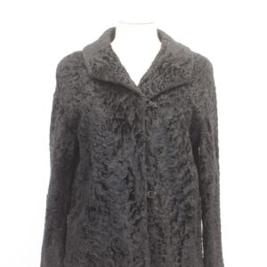 MINT PLAIN BLACK LAMB FUR JACKET COAT WOMEN WOMAN SIZE 4 PETITE