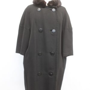 EXCELLENT BLACK CLOTH COAT W/ MINK FUR COAT JACKET WOMEN WOMAN SIZE 6 SMALL
