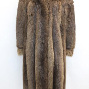 EXCELLENT BROWN LONG HAIRED BEAVER FUR COAT JACKET WOMEN WOMAN SIZE 4 PETITE
