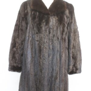 EXCELLENT DARK RANCH BROWN MINK FUR COAT JACKET WOMEN WOMAN SIZE 8-10 MEDIUM