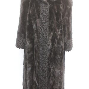 EXCELLENT DARK BROWN MINK BLACK LAMB FUR COAT JACKET WOMEN WOMAN 14-16 XXLARGE