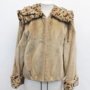 EXCELLENT SHEARED PASTEL MINK FUR JACKET COAT WOMEN WOMAN SIZE 4 SPOTTED DESIGN