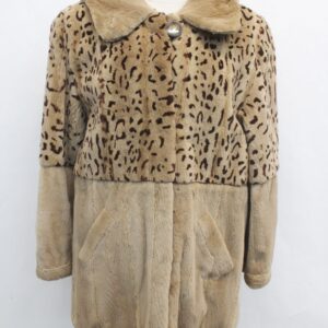 EXCELLENT SHEARED PASTEL MINK FUR JACKET COAT WOMEN WOMAN SIZE 4-6 SPOTTED HOOD