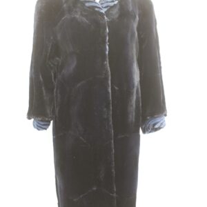 EXCELLENT DARK BLUE SHEARED MUSKRAT FUR COAT JACKET WOMEN WOMAN SIZE 6 BEAVER