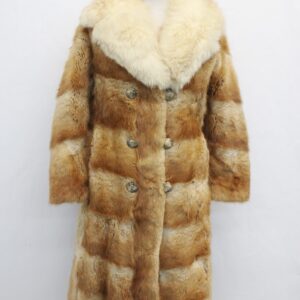 SCRAP ITEM: ORANGE MUSKRAT & RACCOON COLLAR FUR COAT JACKET WOMEN WOMAN SIZE N/A