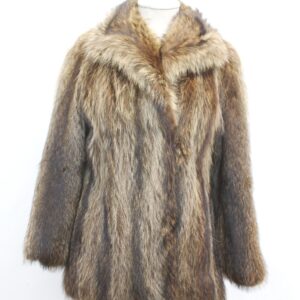 EXCELLENT NATURAL RACCOON RACOON FUR JACKET COAT WOMEN WOMAN SIZE 4 PETITE
