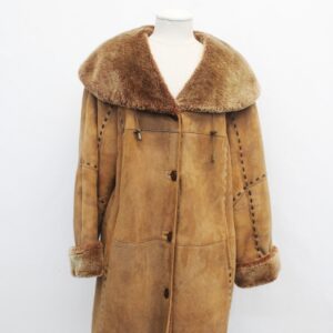 EXCELLENT BROWN SHEEPSKIN SHEARLING FUR COAT JACKET WOMEN WOMAN SIZE 10-12 LARGE