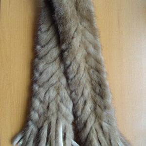 EXCELLENT PASTEL MINK FUR SCARF WRAP  W/FRINGES WOMEN WOMAN