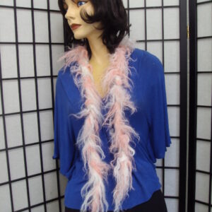 SHOWROOM NEW PINK & WHITE MONGOLIAN CURLY LAMB FUR SCARF WOMAN WOMEN