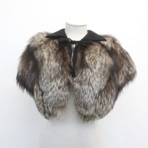EXCELLENT SILVER FOX FUR STOLE WRAP SHAWL WOMEN WOMAN SIZE 13"X 44" CLOTH INSERT