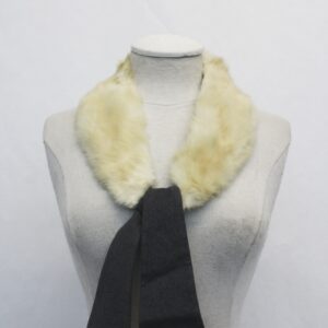 MINT BEIGE RABBIT FUR SMALL SHAWL COLLAR WRAP SIZE 3.5" X 22" W/ RIBBON TO TIE
