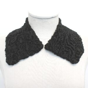 MINT BLACK LAMB FUR SMALL WING COLLAR WRAP SIZE 3.5" X 17" W/ NEW LINING