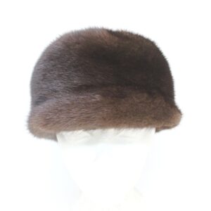 EXCELLENT CANADIAN NATURAL DARK RANCH MINK FUR HAT WOMEN WOMAN SIZE ALL VISOR