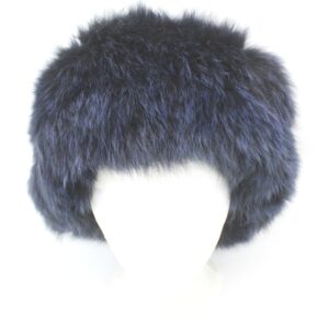 EXCELLENT BLUE FOX FUR HAT W/ SUEDE TOP WOMEN WOMAN SIZE ALL